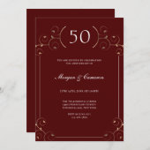 Elegant Burgund 50. Hochzeitstag Einladung (Vorne/Hinten)