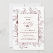 Elegant Burgund 60. Geburtstag Blumenstrauß Kunst Einladung (Vorderseite)