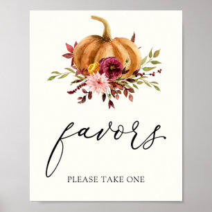 Elegant Burgund Autumn Pumpkin Favorit Sign Poster