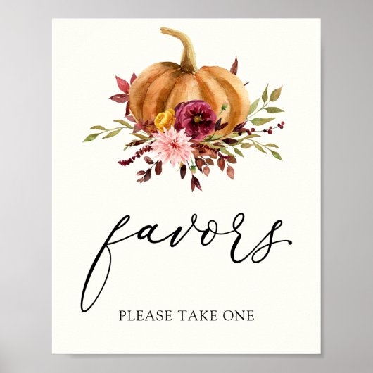 Elegant Burgund Autumn Pumpkin Favorit Sign Poster (Vorne)