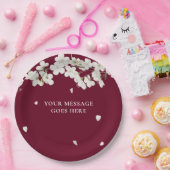 Elegant Burgund Bloral Wedding White Blossom Pappteller (Party)
