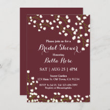 Elegant Burgund Blumendusche Einladungen
