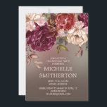 Elegant Burgund Ivory Brown 75. Geburtstag Einladung<br><div class="desc">Elegante 75. Geburtstagsfeier für Frauen mit bordeauxroten und elfenbeinfarbenen Blume und Grün auf braunem Hintergrund. Kontaktieren Sie mich für Hilfe bei der Anpassung oder für die Abstimmung oder Koordination von Zazzle Produkten.</div>