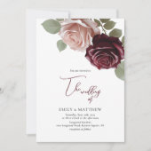 Elegant Burgund Rose Hochzeit Einladung (Vorderseite)