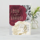 Elegant Burgund Rose Hochzeit Einladung (Stehend Vorderseite)