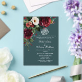 Elegant Burgund und Weiße Rosen florale islamische Acryleinladungen (In Situ (Hochzeit))