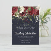 Elegant Burgund & White Floral | Hochzeit der Mari Einladung (Stehend Vorderseite)