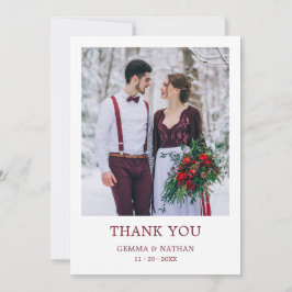 Elegant Burgundy 2 Foto Wedding Dankeschön Karte