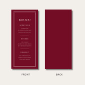 Elegant Burgundy 3 Course Menükarte