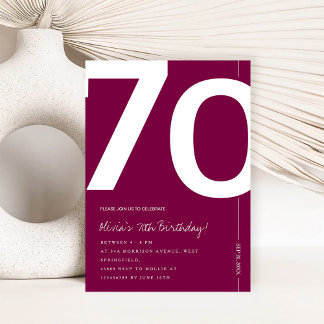 Elegant Burgundy 70th Birthday Party Einladung