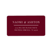 Elegant Burgundy Address Labels Adressaufkleber (Vorne)