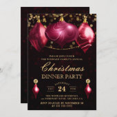 Elegant Burgundy Agate Baubles Weihnachtsessen Einladung (Vorne/Hinten)