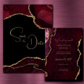Elegant Burgundy Agate Wedding Save the Date Einladung