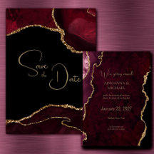 Elegant Burgundy Agate Wedding Save the Date