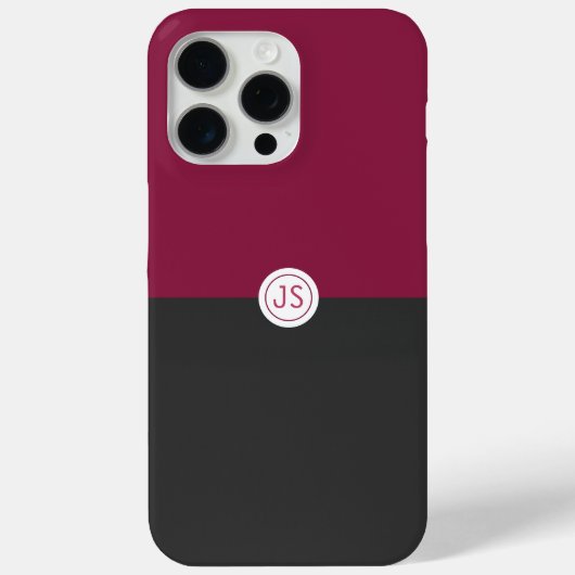 Elegant Burgundy and Black Monogram Case-Mate iPhone Hülle (Rückseite)