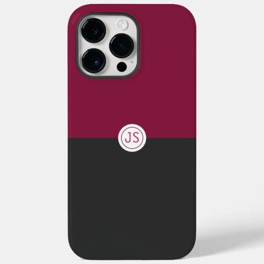 Elegant Burgundy and Black Monogram Case-Mate iPhone Hülle (Rückseite)