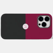 Elegant Burgundy and Black Monogram Case-Mate iPhone Hülle (Rückseite (Horizontal))