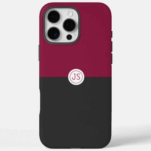 Elegant Burgundy and Black Monogram Case-Mate iPhone Hülle (Rückseite)