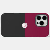 Elegant Burgundy and Black Monogram Case-Mate iPhone Hülle (Rückseite (Horizontal))