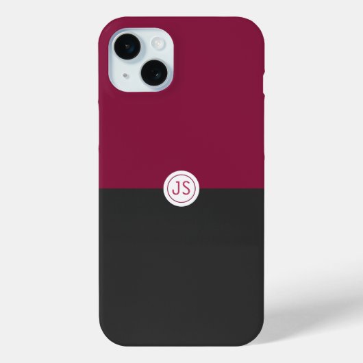 Elegant Burgundy and Black Monogram Case-Mate iPhone Hülle (Rückseite)