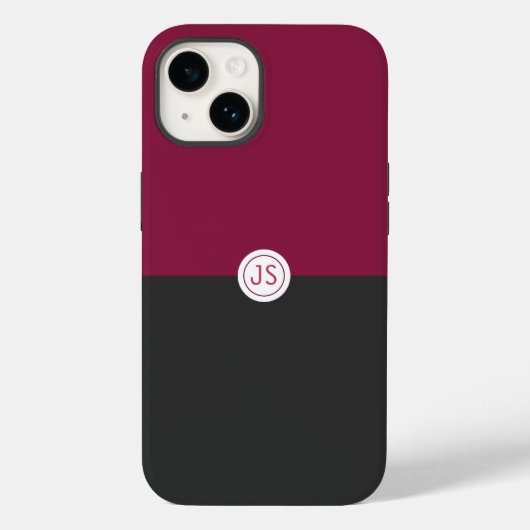 Elegant Burgundy and Black Monogram Case-Mate iPhone Hülle (Rückseite)