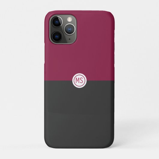 Elegant Burgundy and Black Monogram Case-Mate iPhone Hülle (Rückseite)