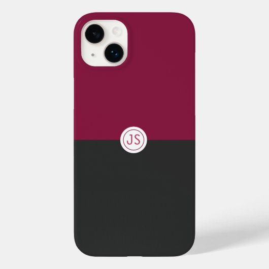 Elegant Burgundy and Black Monogram Case-Mate iPhone Hülle (Rückseite)