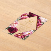 Elegant Burgundy and Blush Peony Floral Birthday Acryleinladungen (Ablage )