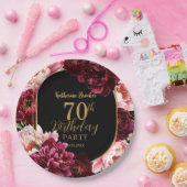 Elegant Burgundy and Blush Peony Floral Birthday Pappteller (Party)