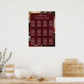 Elegant Burgundy and Gold Marble Wedding Poster (Küche)