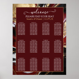 Elegant Burgundy and Gold Marble Wedding Poster