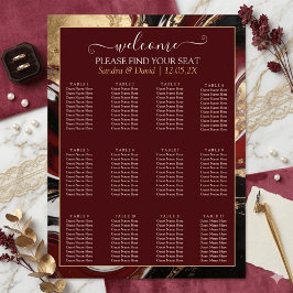 Elegant Burgundy and Gold Marble Wedding Poster