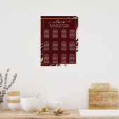 Elegant Burgundy and Gold Marble Wedding Poster (Küche)