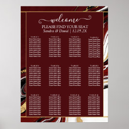 Elegant Burgundy and Gold Marble Wedding Poster