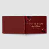 Elegant Burgundy and Gold Roses Wedding Gästebuch (Voll)