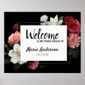 Elegant Burgundy and Pink Flowers Shower Poster (Vorne)