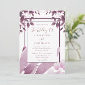 Elegant Burgundy Blätter QR Code Foto Wedding Einladung (Stehend Vorderseite)