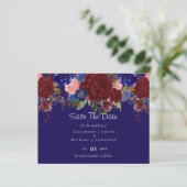 Elegant Burgundy Blue Floral Wedding Budget (Stehend Vorderseite)