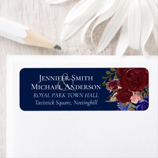 Elegant Burgundy Blue Floral Wedding Budget (Insitu)