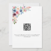 Elegant Burgundy Blue Flowers QR Code Wedding Einladung (Rückseite)