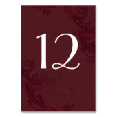 Elegant Burgundy Blüh Wedding Tischnummer (Rückseite)