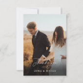 Elegant Burgundy Blume Foto Wedding Vielen Dank Dankeskarte (Vorderseite)