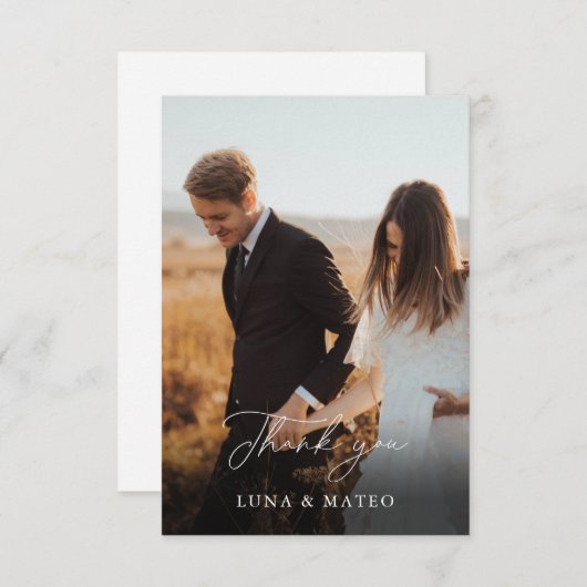 Elegant Burgundy Blume Foto Wedding Vielen Dank Dankeskarte (Vorne/Hinten)