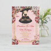 Elegant Burgundy Blume Presentación De Tres Años Einladung (Stehend Vorderseite)