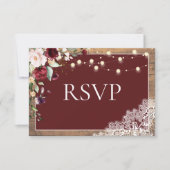 Elegant Burgundy Blush Botanical Wood Wedding RSVP (Vorderseite)