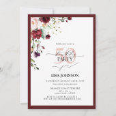 Elegant Burgundy Blush Floral 50. Geburtstag Einladung (Vorderseite)