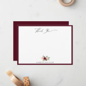 Elegant Burgundy Blush Floral Vielen Dank Mitteilungskarte (Vorderseite/Rückseite Beispiel)