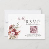 Elegant Burgundy & Blush Floral Wedding RSVP Card (Vorderseite)