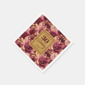 Elegant Burgundy Blush Gold 30. Geburtstag Napkins Serviette (Ecke)