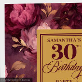 Elegant Burgundy Blush Gold Boho 30. Geburtstag Serviette